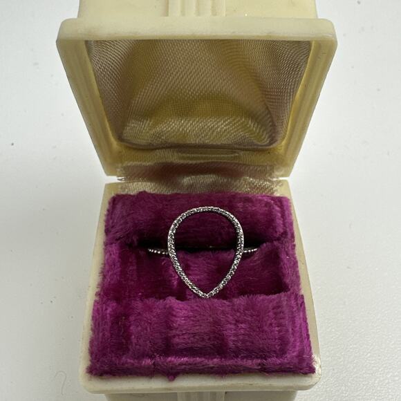 Pandora Sterling Silver Teardrop Open Halo Ring with Clear CZ – Size 5.5 - Picture 1 of 6